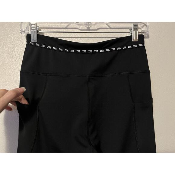 Zyia Active Mocha On Black Game Day Light N Tight 7/8 Leggings Size 6-8 Pockets - Picture 6 of 10